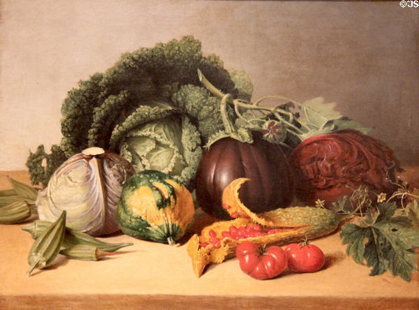 Still Life with Vegetables painting (1820-30) by James Peale at Metropolitan Museum of Art. New York, NY.
