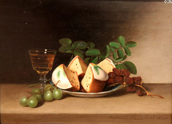 Still Life with Cake painting (1818) by Raphaelle Peale at Metropolitan Museum of Art. New York, NY.