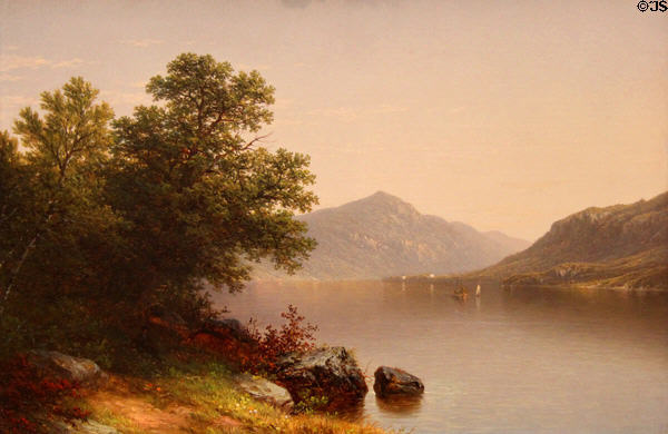 Lake George painting 1857 by John William Casilear of Hudson River School at Metropolitan Museum of Art. New York, NY.