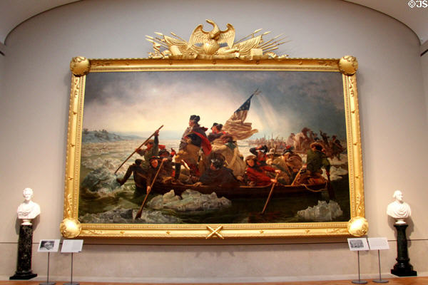 Setting of Washington Crossing the Delaware painting (1851) by Emanuel Leutze at Metropolitan Museum of Art. New York, NY.