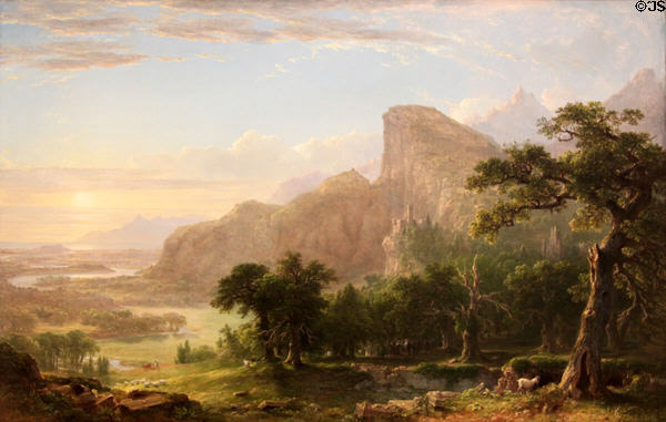 Landscape scene from Thanatopsis painting (1850) by Asher B. Durand at Metropolitan Museum of Art. New York, NY.
