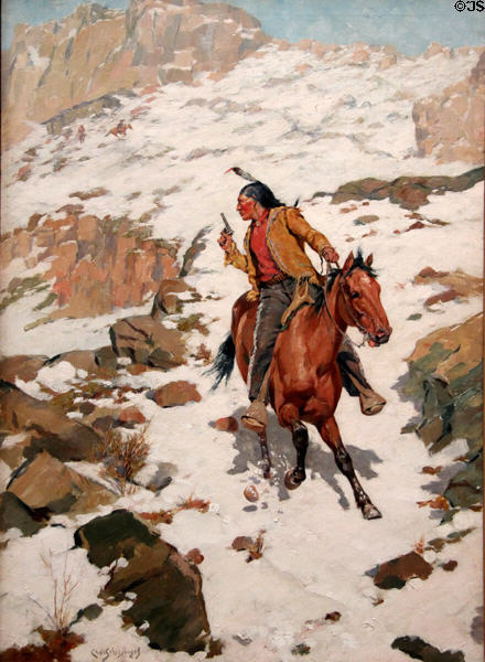 In Hot Pursuit painting (after 1900) by Charles Schreyvogel at Metropolitan Museum of Art. New York, NY.