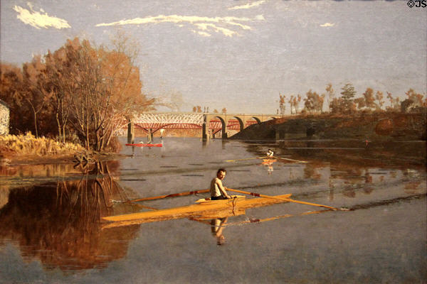 Champion Single Sculls (Max Schmitt in Single Scull) painting (1871) by Thomas Eakins at Metropolitan Museum of Art. New York, NY.