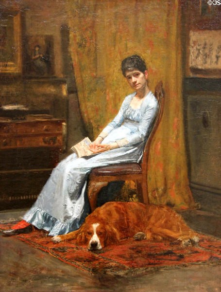 Artist's Wife & Setter Dog painting (1884-9) by Thomas Eakins at Metropolitan Museum of Art. New York, NY.