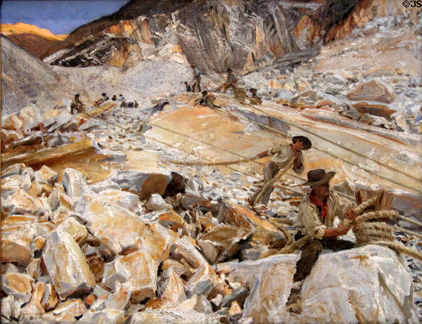Bringing Down Marble from Quarries to Carrara painting (1911) by John Singer Sargent at Metropolitan Museum of Art. New York, NY.