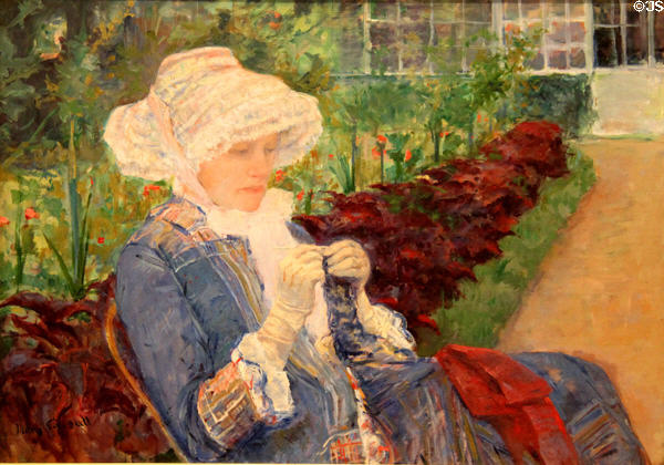 Lydia Crocheting in Garden at Marly painting (1880) by Mary Cassatt at Metropolitan Museum of Art. New York, NY.