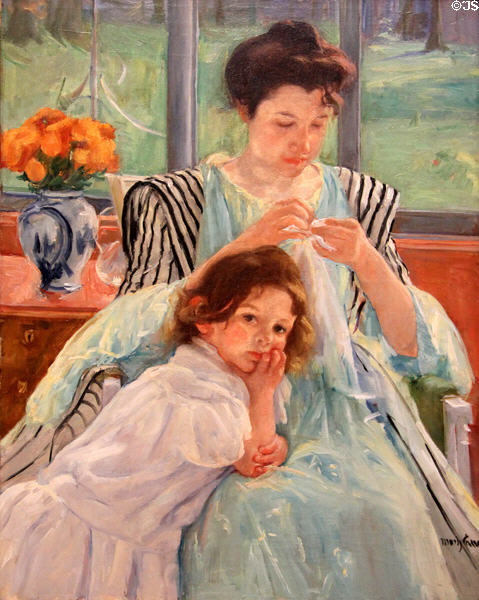Young Mother Sewing (1900) by Mary Cassatt at Metropolitan Museum of Art. New York, NY.