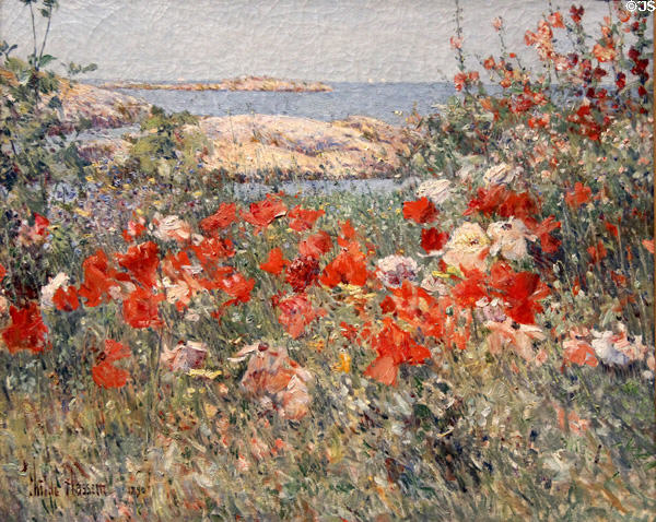 Celia Thaxter's Garden, Isles of Shoals, Maine painting (1890) by Childe Hassam at Metropolitan Museum of Art. New York, NY.
