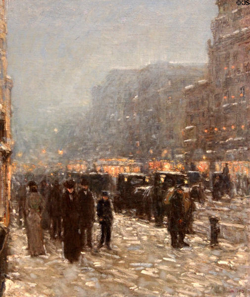 Broadway & 42nd Street New York painting (1902) by Childe Hassam at Metropolitan Museum of Art. New York, NY.