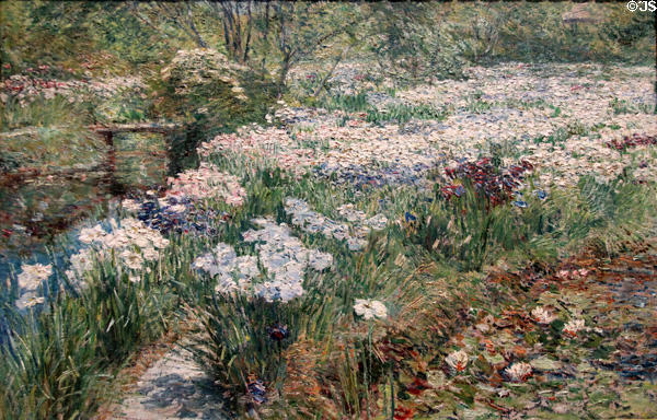 Water Garden painting (1909) by Childe Hassam at Metropolitan Museum of Art. New York, NY.