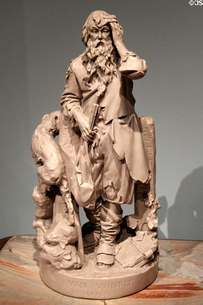 Rip Van Winkle Returned plaster sculpture (1871) by John Rogers at Metropolitan Museum of Art. New York, NY.