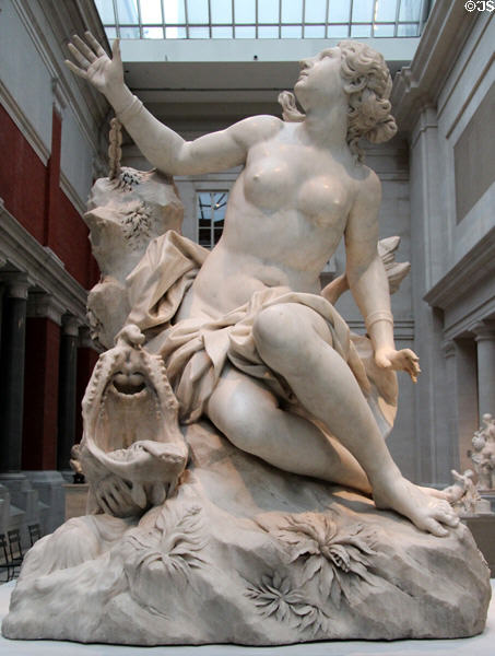 Andromeda & Sea Monster marble sculpture (1649) by Domenico Guidi of Rome at Metropolitan Museum of Art. New York, NY.