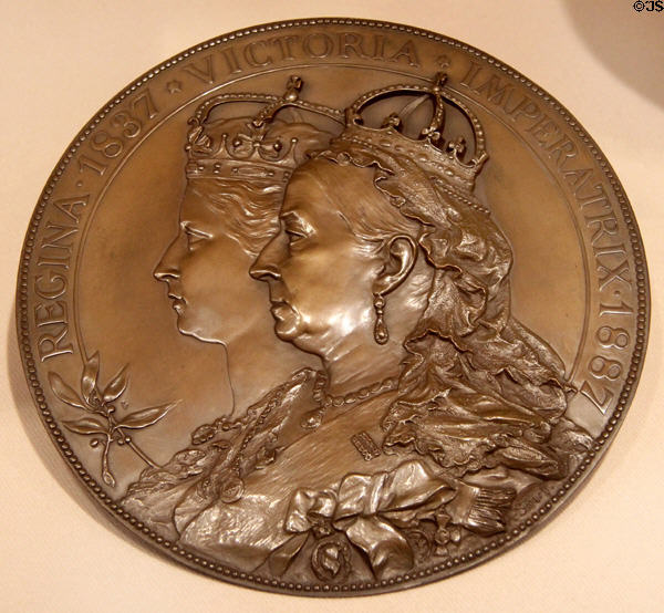 Queen Victoria Jubilee bronze medallion (1887) by Anton Scharff of Vienna at Metropolitan Museum of Art. New York, NY.
