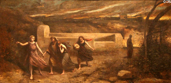 Burning of Sodom painting (1843 & 57) by Camille Corot at Metropolitan Museum of Art. New York, NY.