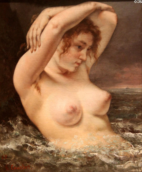 Woman in the Waves painting (1868) by Gustave Courbet at Metropolitan Museum of Art. New York, NY.