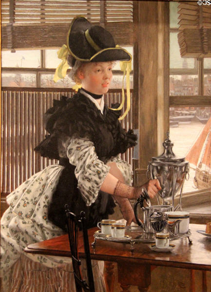 Tea painting (1872) by James-Jacques-Joseph Tissot at Metropolitan Museum of Art. New York, NY.