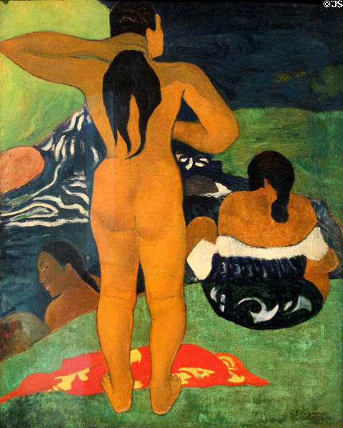 Tahitian Women Bathing painting (1892) by Paul Gauguin at Metropolitan Museum of Art. New York, NY.