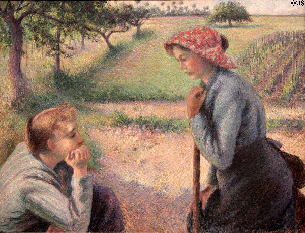 Two Young Peasant Women painting (1891-2) by Camille Pissarro at Metropolitan Museum of Art. New York, NY.