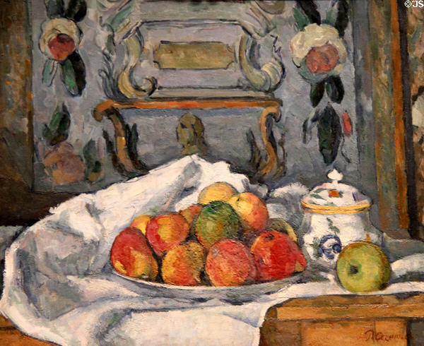 Dish of Apples painting (1876-7) by Paul Cézanne at Metropolitan Museum of Art. New York, NY.