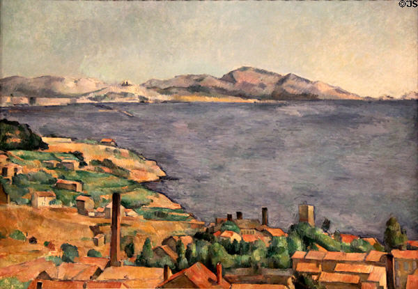 Gulf of Marseilles Seen from L'Estaque painting (c1885) by Paul Cézanne at Metropolitan Museum of Art. New York, NY.
