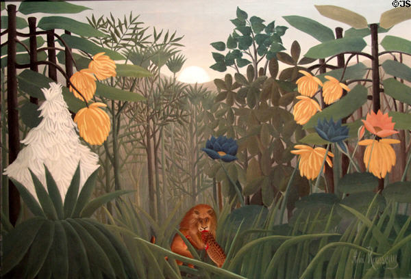 Repast of the Lion painting (c1907) by Henri Rousseau at Metropolitan Museum of Art. New York, NY.