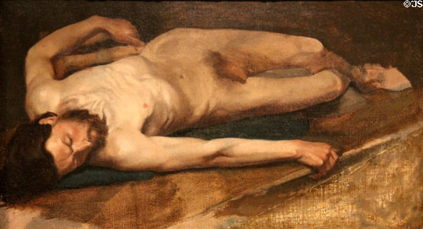 Male nude painting (1856) by Edgar Degas at Metropolitan Museum of Art. New York, NY.