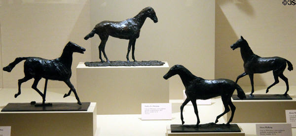 Horses bronze sculptures in a variety of poses (c1861-81) by Edgar Degas at Metropolitan Museum of Art. New York, NY.