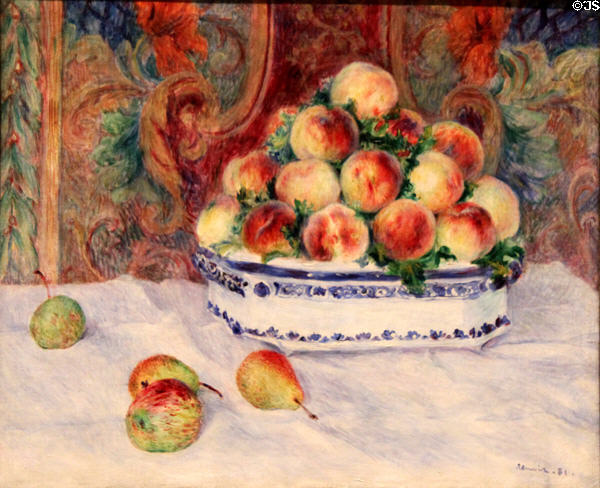 Still life with Peaches painting (1881) by Auguste Renoir at Metropolitan Museum of Art. New York, NY.