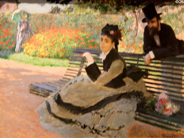 Camille Monet on a Garden Bench painting (1873) by Claude Monet at Metropolitan Museum of Art. New York, NY.