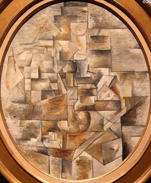 Candlestick & Playing Cards on a Table painting (1910) by Georges Braque at Metropolitan Museum of Art. New York, NY.