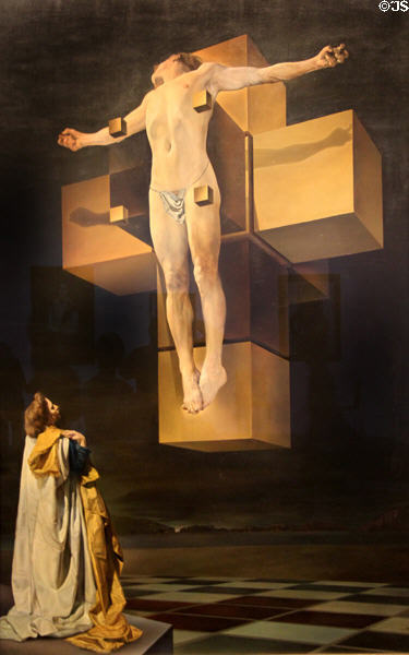 Crucifixion (Corpus Hypercubus) painting (1954) by Salvador Dali at Metropolitan Museum of Art. New York, NY.