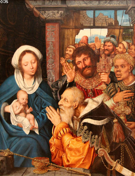 Adoration of the Magi painting (1526) by Quentin Metsys at Metropolitan Museum of Art. New York, NY.
