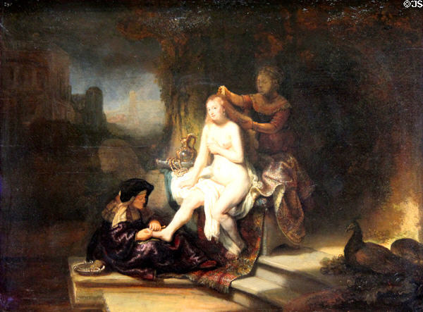 Toilet of Bathsheba painting (1643) by Rembrandt at Metropolitan Museum of Art. New York, NY.
