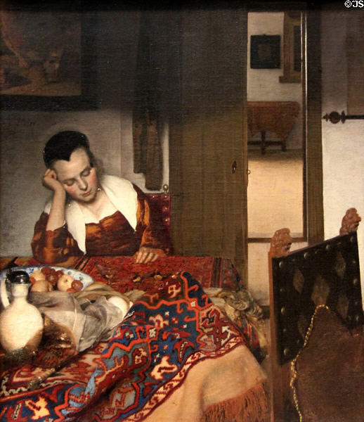 Maid Asleep painting (c1656-7) by Johannes Vermeer at Metropolitan Museum of Art. New York, NY.