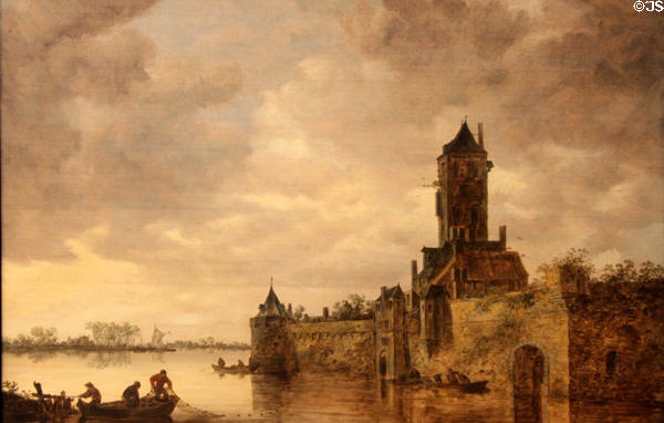 Castle by a River painting (1647) by Jan van Goyen at Metropolitan Museum of Art. New York, NY.