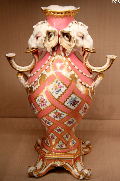 Sevres porcelain vase in form of elephant heads (c1758) by Jean-Claude Duplessis at Metropolitan Museum of Art. New York, NY.