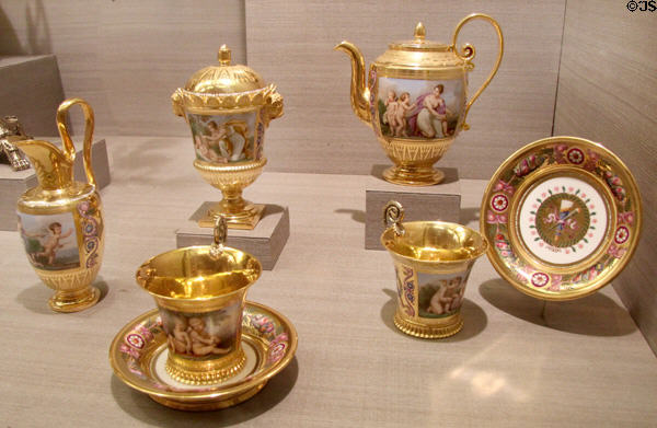 Sèvres porcelain gilt tea service (1813) by Étienne-Charles le Guay & Jacques-Nicolas Sisson (given by Napoleon to wife of his stepson) at Metropolitan Museum of Art. New York, NY.
