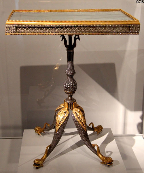 Steel & ormolu center table (c1780) by workers of Russian Imperial Armory of Tula, Russia at Metropolitan Museum of Art. New York, NY.