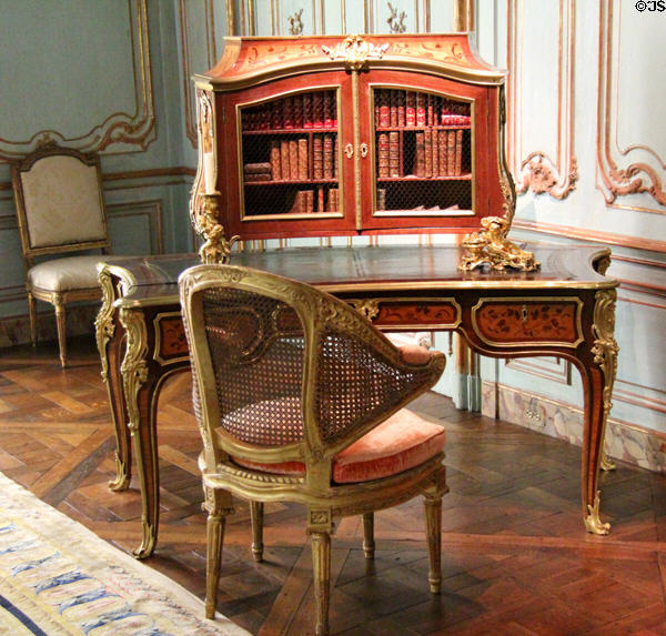 Writing table (c1770) from France plus baroque decorative items at Metropolitan Museum of Art. New York, NY.