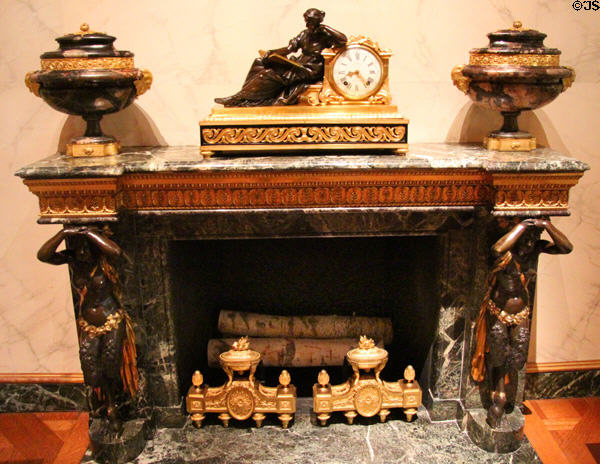 French designed chimneypiece (c1784) with decorative items (last half 18thC) at Metropolitan Museum of Art. New York, NY.