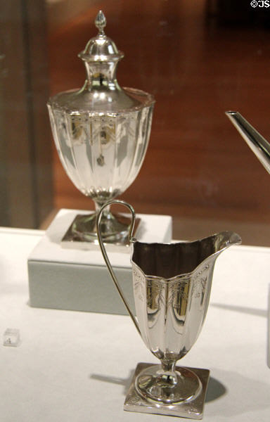 Silver sugar bowl & creampot (c1795) by Paul Revere Jr. of Boston at Metropolitan Museum of Art. New York, NY.