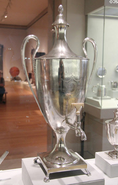 Silver & ivory tea urn (1791) by Paul Revere Jr. of Boston at Metropolitan Museum of Art. New York, NY.