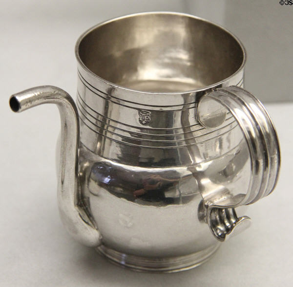 Silver spout cup (1700-25) by John Edwards of Boston at Metropolitan Museum of Art. New York, NY.