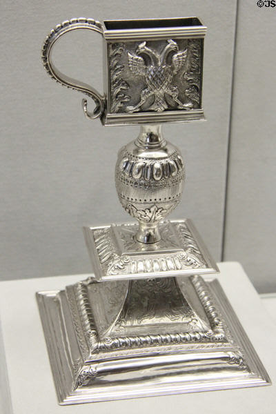 Silver snuffer stand (c1705) by Cornelius Kierstede of New York City at Metropolitan Museum of Art. New York, NY.
