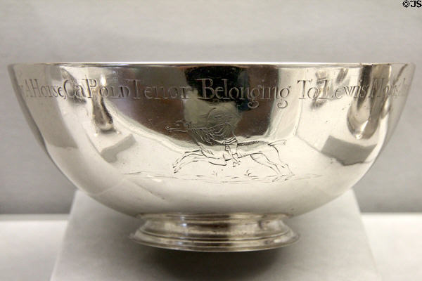 Silver punch bowl with engraving of race horse (c1751) from New York City at Metropolitan Museum of Art. New York, NY.
