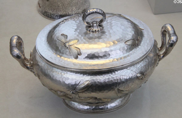 Silver tureen with insect reliefs (1881) by Dominick & Haff of New York City retailed by Shreve, Crump & Low at Metropolitan Museum of Art. New York, NY.