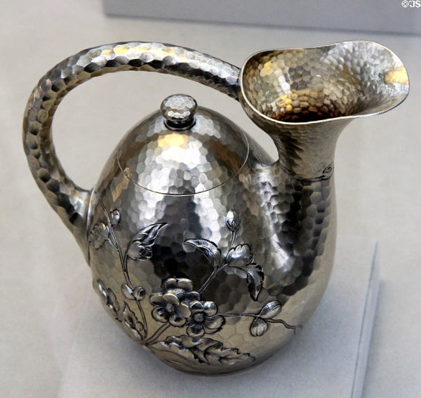 Silver wine pot in shape of askos (1882) by Dominick & Haff of New York City at Metropolitan Museum of Art. New York, NY.