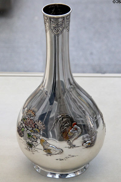 Silver Japanese style vase (1898) by Gorham Manuf. Co., Providence, RI at Metropolitan Museum of Art. New York, NY.