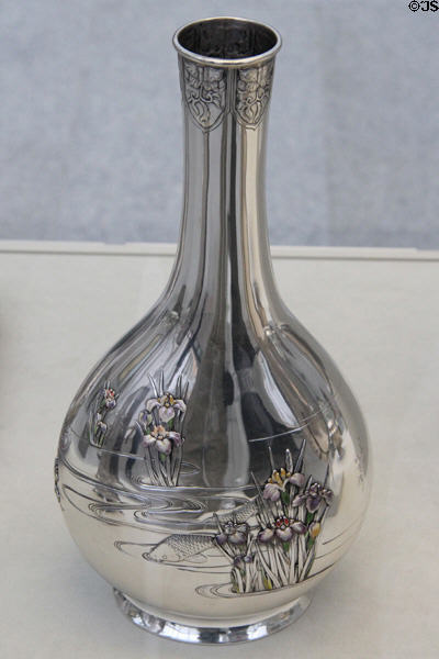 Silver Japanese-style vase (1877) by Tiffany & Co. of New York City at Metropolitan Museum of Art. New York, NY.