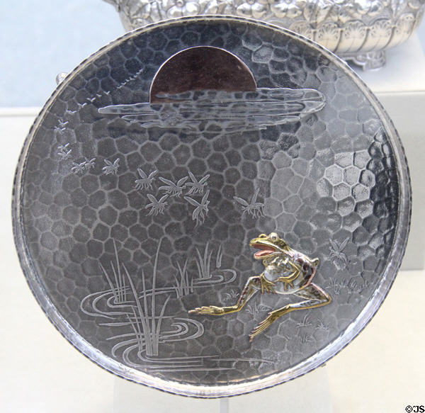 Silver Japanese-style tray with frog (1879-80) by Tiffany & Co. of New York City at Metropolitan Museum of Art at Metropolitan Museum of Art. New York, NY.